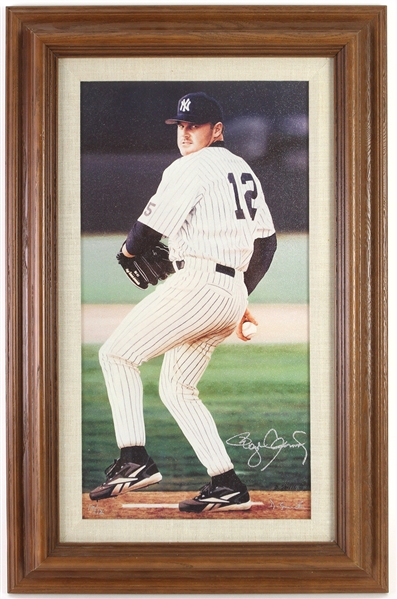 1999 Roger Clemens New York Yankees Signed 17" x 26" Framed Canvas Transfer Lithograph (JSA) 10/12 CT