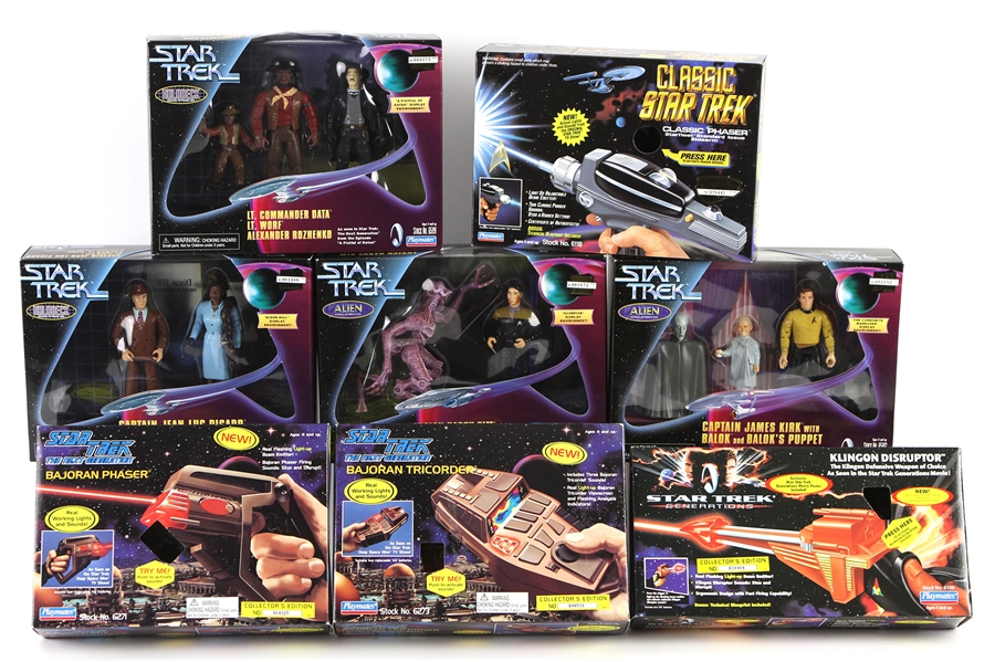 1994-98 Star Trek MIB/MOC Action Figure & Toy Collection - Lot of 28 w/ MIB Trasporter Series Figures, MOC Space Talk Series Figures & More