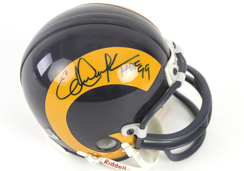 2000s Eric Dickerson Los Angeles Rams Signed Mini Helmet (JSA)