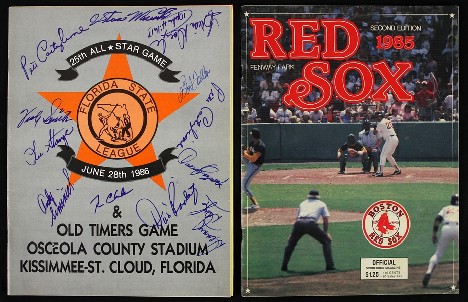 1985-86 Bosoton Red Sox & Florida State League Old Timers Game Signed Programs - Lot of 2 w/ Billy Martin, George Steinbrenner, Bob Feller & More(JSA)