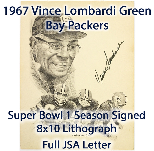 1967 Vince Lombardi Green Bay Packers Signed 7.75" x 10" George Loh Photo Collage (*Full JSA Letter*) 