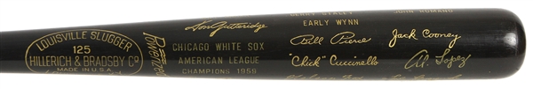 1959 Chicago White Sox American League Champions H&B Louisville Slugger Commemorative Black Bat w/ H&B Compliments Of Card