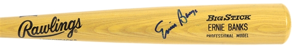 1990-97 Ernie Banks Chicago Cubs Signed Rawlings Adirondack Bat (JSA)