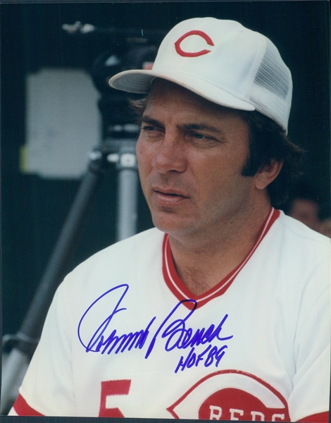 1967-1983 Johnny Bench Cincinnati Reds Autographed Colored 8x10 Photo (JSA)