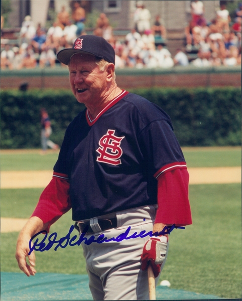1965-1976, 1980, 1990 Red Schoendienst St. Louis Cardinals Autographed Color 8"x10" Photo (JSA)
