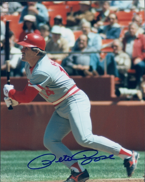 1963-1978, 1984-1986 Pete Rose Cincinnati Reds Autographed Color 8"x10" Photo (JSA)