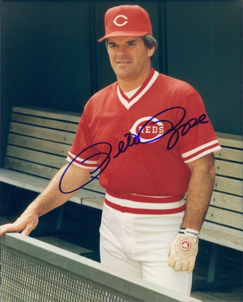 1984-1989 Pete Rose Cincinnati Reds Autographed Color 8"x10" Photo (JSA)