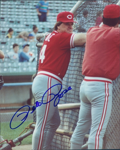 1984-1989 Pete Rose Cincinnati Reds Autographed Color 8"x10" Photo (JSA)