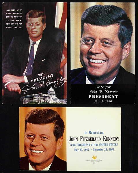 1960s John F. Kennedy 3"x 5" Postcards (Lot of 3)