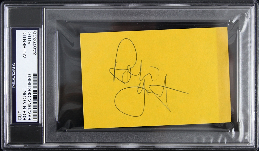 1974-1993 Robin Yount Milwaukee Brewers Signed 2"x 4" Cut (PSA/DNA Slabbed)
