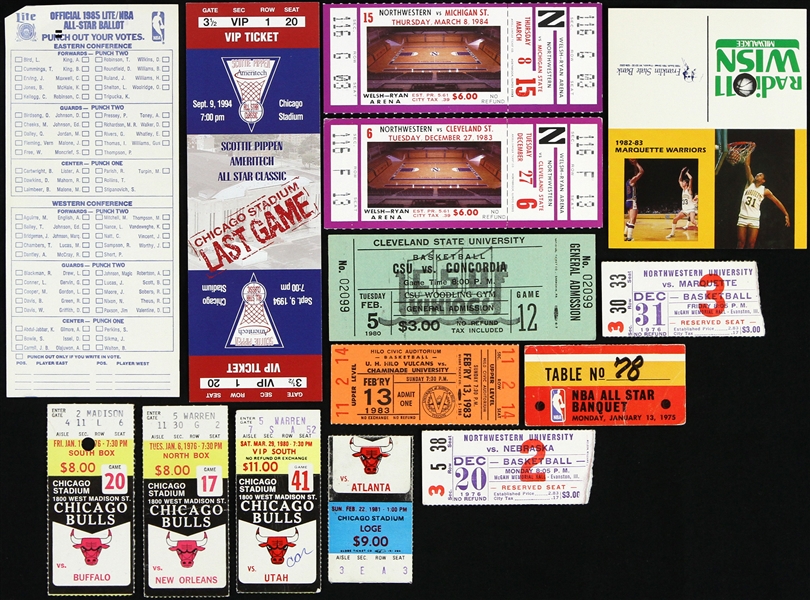 1970’s-1990’s NBA and College Basketball Tickets, Ticket Stubs, College Schedule and NBA All Star Voting Ballot (Lot of 14)