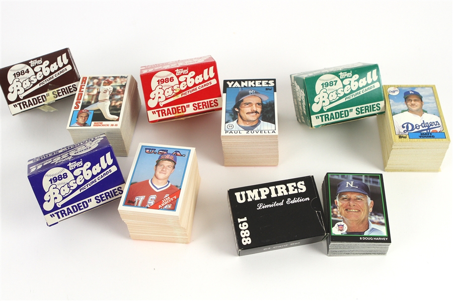 1984-88 Topps Traded & Umpire Baseball Trading Card Sets - Lot of 5