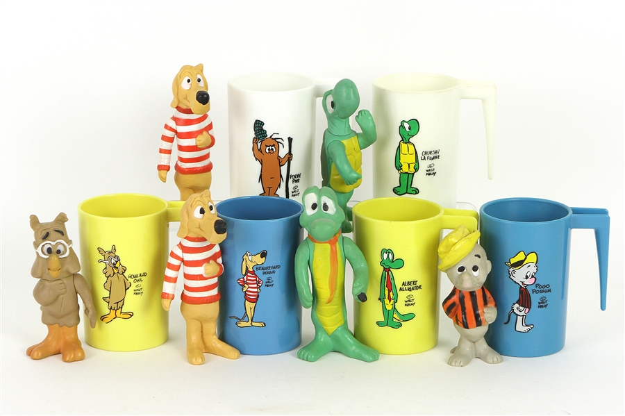 1960s Walt Kelly Pogo Character Figurines and Cups (Lot of 12)