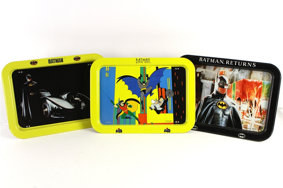 1989-93 Batman TV Tray Collection - Lot of 3 w/ Batman, Batman Returns & Animated Series