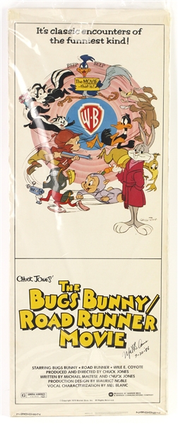 1979-86 Bugs Bunny Road Runner 14" x 36" Movie Poster Signed by Mel Blanc & 11" x 15" Daffy Duck Pencil Illustration - Lot of 2 (JSA)