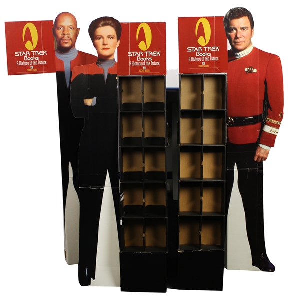 1996 Star Trek A History of the Future Standing Book Displays - Lot of 2 w/ Captain Kirk, Captian Sisko & Captain Janeway