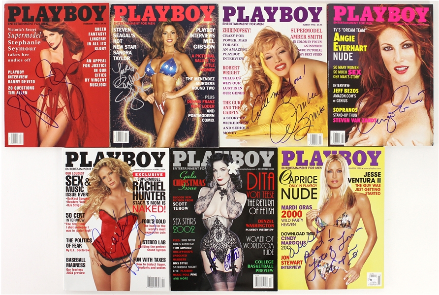 1993-2004 Supermodel Signed Playboy Magazine Collection - Lot of 10 (JSA)