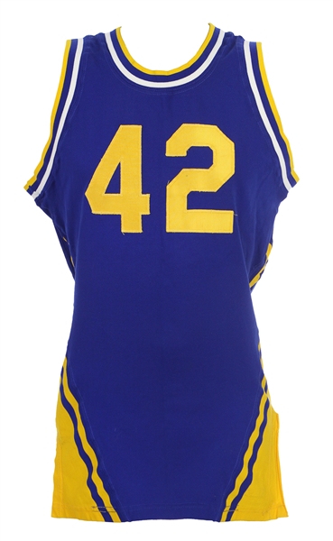 1970s Blue Durene #42 Game Worn Basketball Jersey (MEARS LOA)