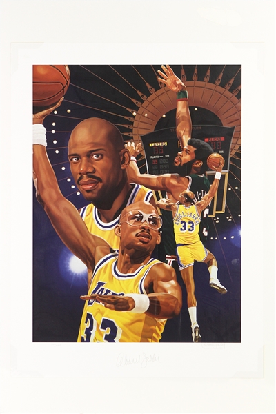 1997 Kareem Abdul Jabbar Los Angeles Lakers Signed 22" x 28" Lithograph (JSA) 30/340