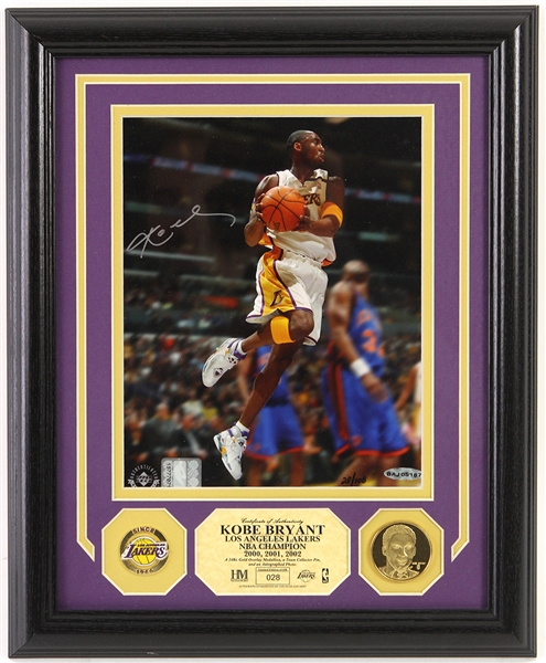 2002 Kobe Bryant Los Angeles Lakers 13" x 16" Framed Display w/ Signed Photo (JSA) 28/108