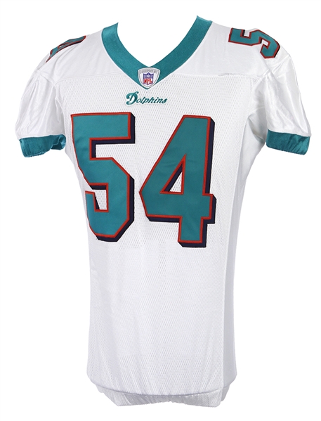 2003 Zach Thomas Miami Dolphins Game Worn Road Jersey (MEARS LOA)