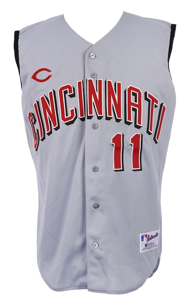 1999-2004 Barry Larkin Cincinnati Reds Road Jersey Vest (MEARS LOA)