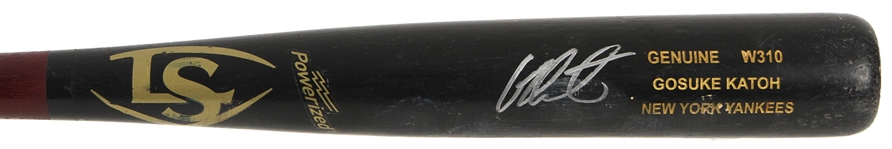 2018 Gosuke Katoh New York Yankees Signed Louisville Slugger Professional Model Game Used Bat (MEARS LOA/Beckett)
