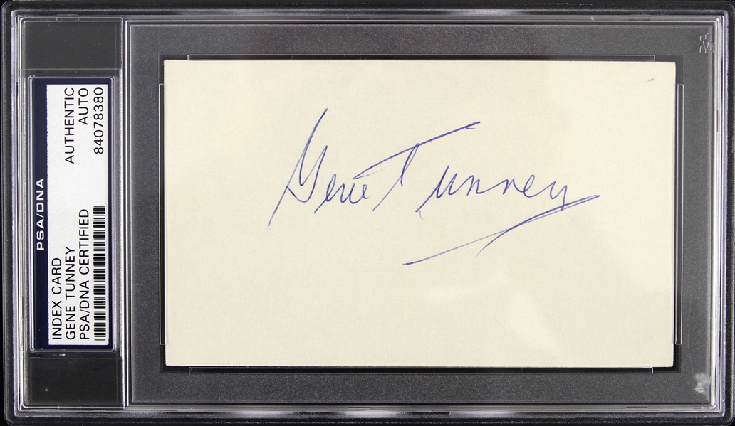 1970s Gene Tunney Heavyweight Champion Signed 3x5 Index Card (PSA/DNA Slabbed)