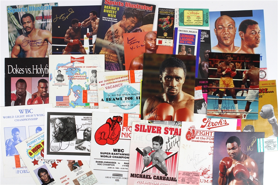1970s-90s Boxing Memorabilia Collection - Lot of 24 w/ Program Covers, Ticket Stubs & Signed Photos/Program Covers (JSA)