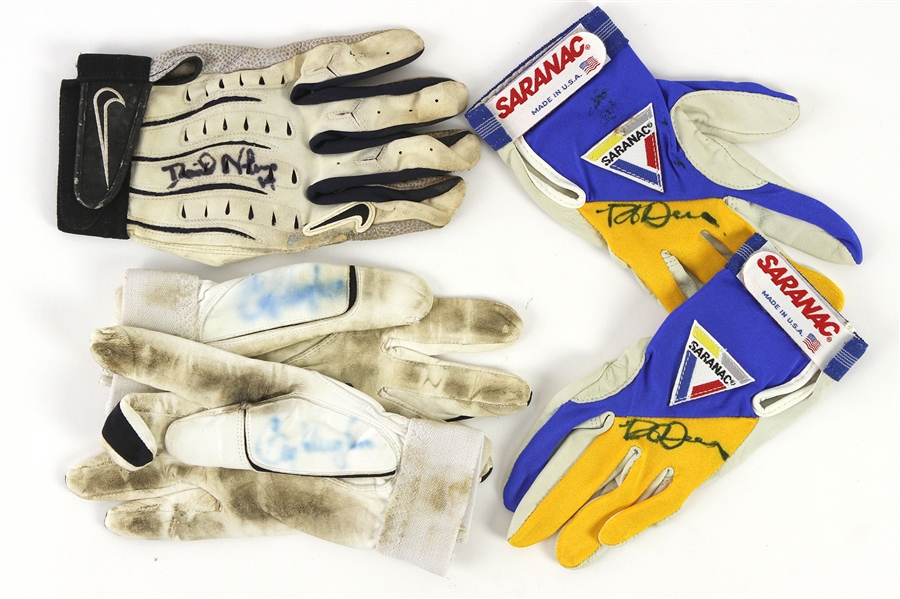 1980s-90s Milwaukee Brewers Signed Game Worn Batting Gloves - Lot of 5 w/ Rob Deer, Dave Nilsson & Greg Vaughn (MEARS LOA/JSA)
