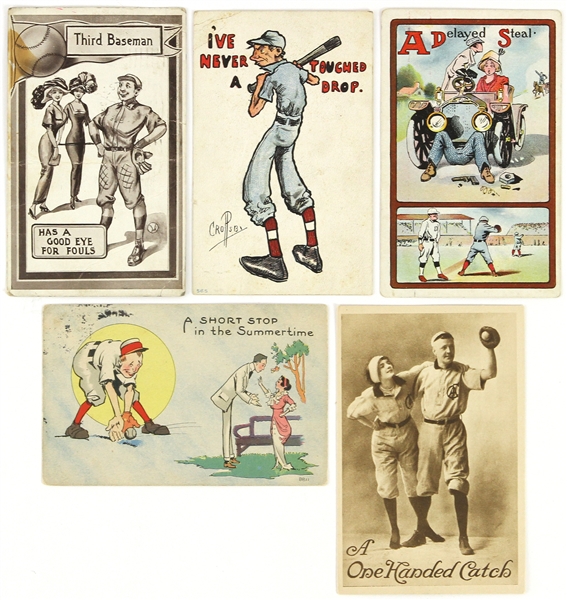 1910s-20s Baseball 3.5" x 5.5" Postcards - Lot of 5
