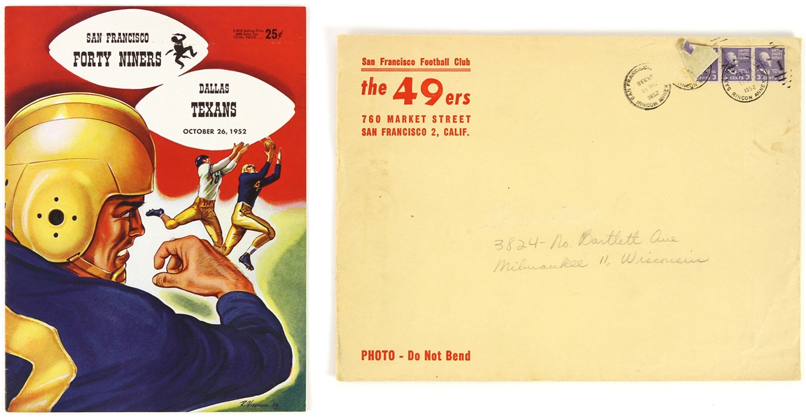 1982 San Francisco 49ers Dallas Texans Game Program w/ Original Postmarked Mailing Envelope