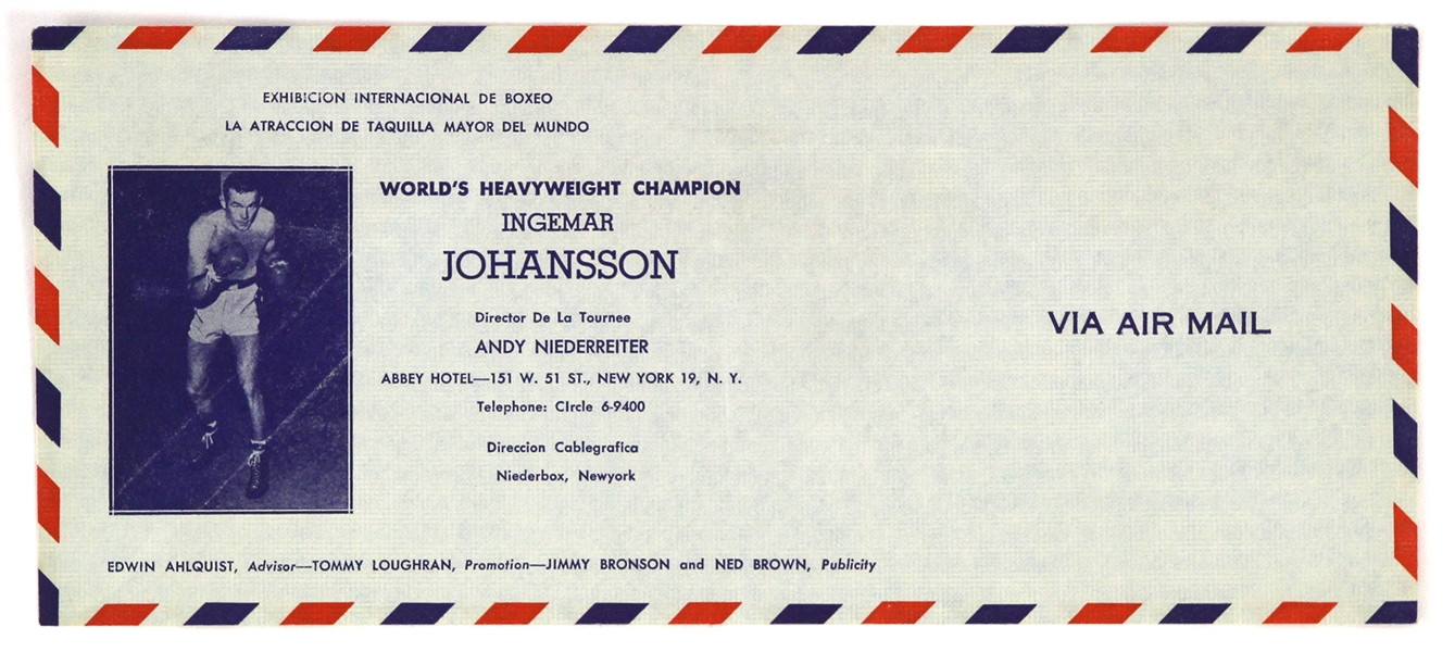 1959-60 Ingemar Johansson World Heavyweight Champion Promotional Envelope