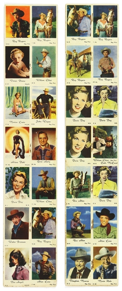 1940s Hollywood Strips 3.5"x 19" Uncut Sheets of Dutch Photo-Booklets Including Roy Rogers, Doris Day, Gene Autry, and more 