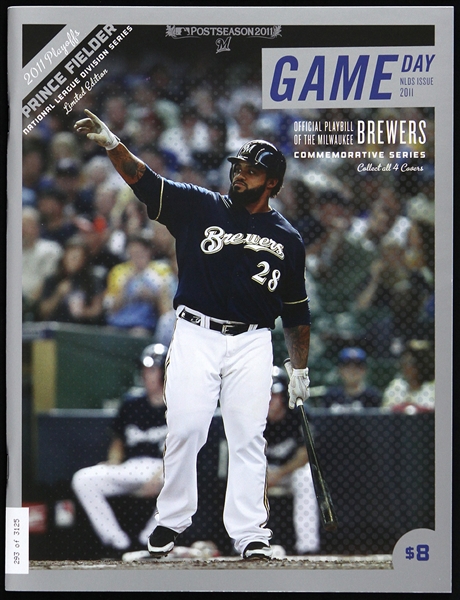 2011 Prince Fielder Milwaukee Brewers Game Day Official Playbill 