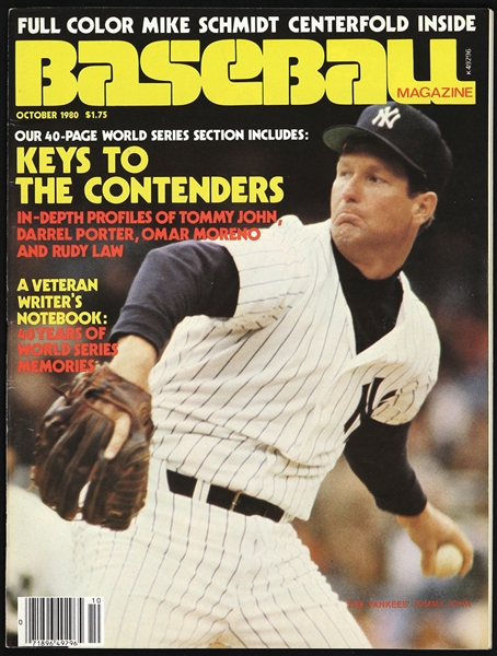 1980 Tommy John New York Yankees Baseball Magazine 