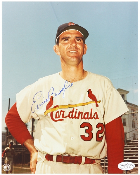 1959-64 Ernie Broglio St. Louis Cardinals Autographed 8x10 Color Photo *JSA*