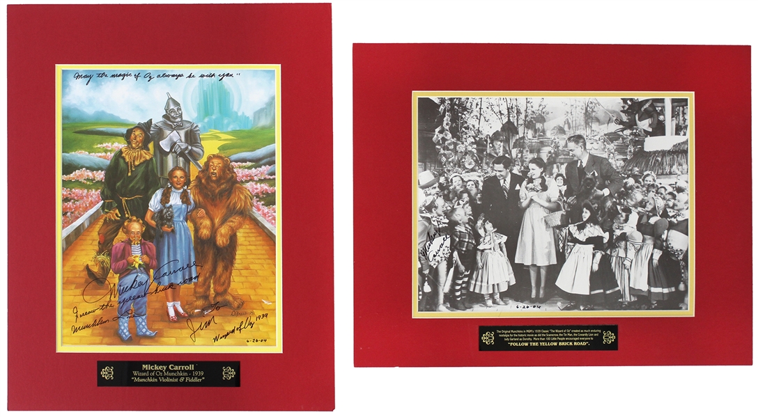 2004 Mickey Carroll Wizard of Oz Munchkin Signed Photo Collection - Lot of 4 w/ 2 Matted (JSA)