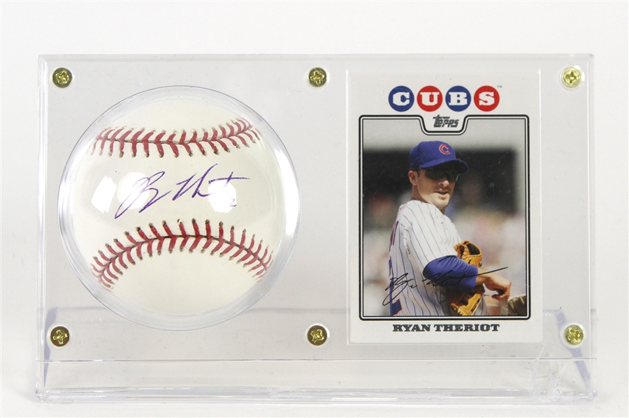 2008 Ryan Theriot Chicago Cubs Signed Baseball Display (JSA/MLB Hologram)