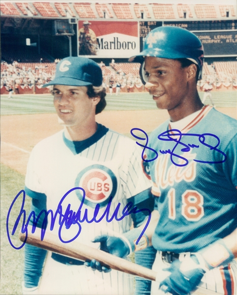 1983-1990 Ryne Sandberg Chicago Cubs and Daryl Strawberry New York Mets Autographed Color 8"x10" Photo (JSA)