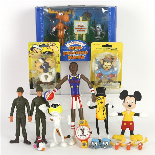 1960s-2000s Bendie Figures Various Action Figures and Toys Featuring Popeye, Mighty Mouse, Mickey Mouse and More (Lot of 10)