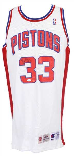 1994-95 Grant Hill Detroit Pistons Game Worn Home Jersey (MEARS A5/*JSA*)