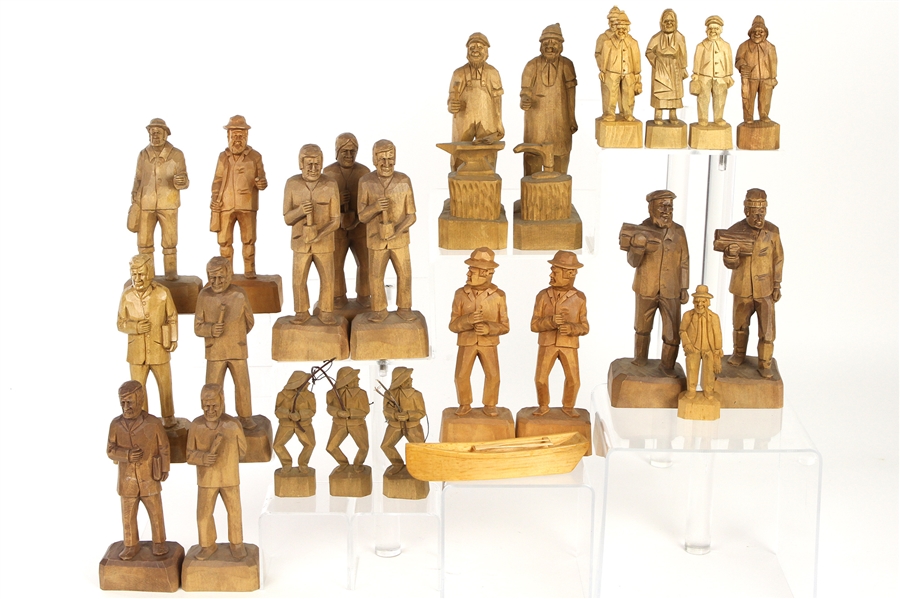 1940s-50s R.A. Struck Carved Wooden Figure Collection - Lot of 23