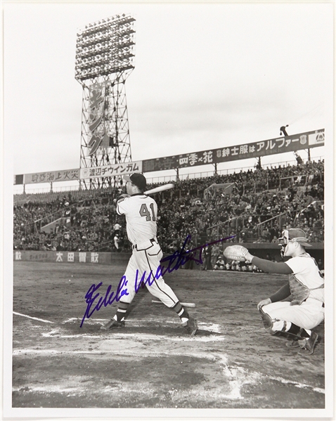 1953 Eddie Mathews Eddie Lopat Tour of Japan Signed 8x10 B&W Photo (JSA)
