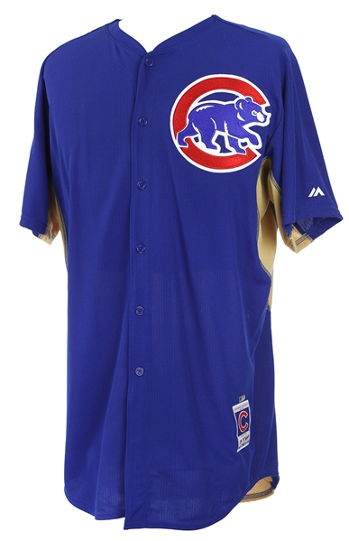 2015 Addison Russell Chicago Cubs Gold Batting Practice Jersey (MEARS LOA/MLB Hologram)