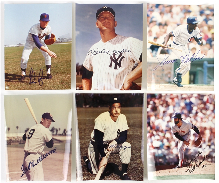 1990s Baseball Signed 8" x 10" Photo Collection - Lot of 6 w/ Ted Williams, Joe DiMaggio, Mickey Mantle, Nolan Ryan & More (JSA)