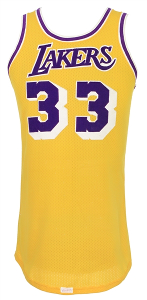 1978-85 Kareem Abdul-Jabbar Los Angeles Lakers Signed Game Worn Home Jersey (MEARS A10/*JSA Full Letter*)