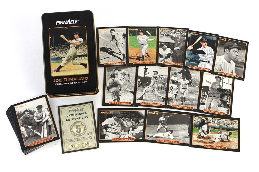 1993 Joe DiMaggio New York Yankees Pinnacle 30 Card Complete Set w/ Collectors Tin