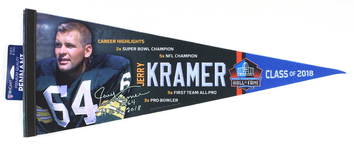 1958-1968 Jerry Kramer Green Bay Packers Hall of Fame 30" Pennant 