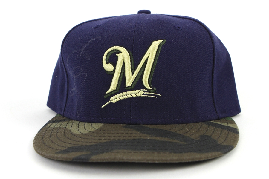 2011 Jerry Narron Milwaukee Brewers Signed Game Worn Camouflage Cap (MEARS LOA/MLB Hologram/JSA)